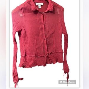 Luciano Dante 100% Silk Blouse Sz XL Pink Long Sleeve